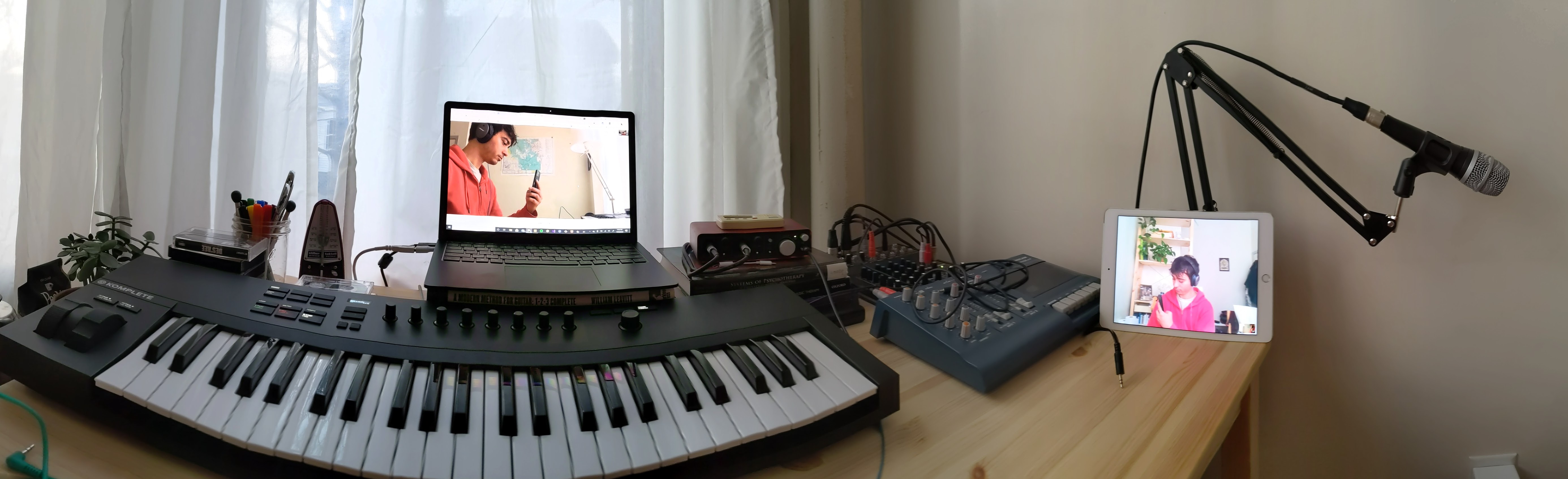 Jordan Elias facilitating a music therapy session with adults